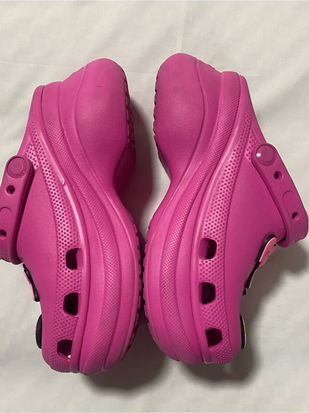 CROCS Iconic comfort Classic Platform Clog in Hot Pink with Jibbitz Charms
